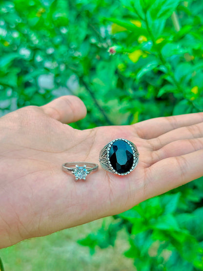 Couple Black Stone Rings – Elegant Matching Rings for Couples